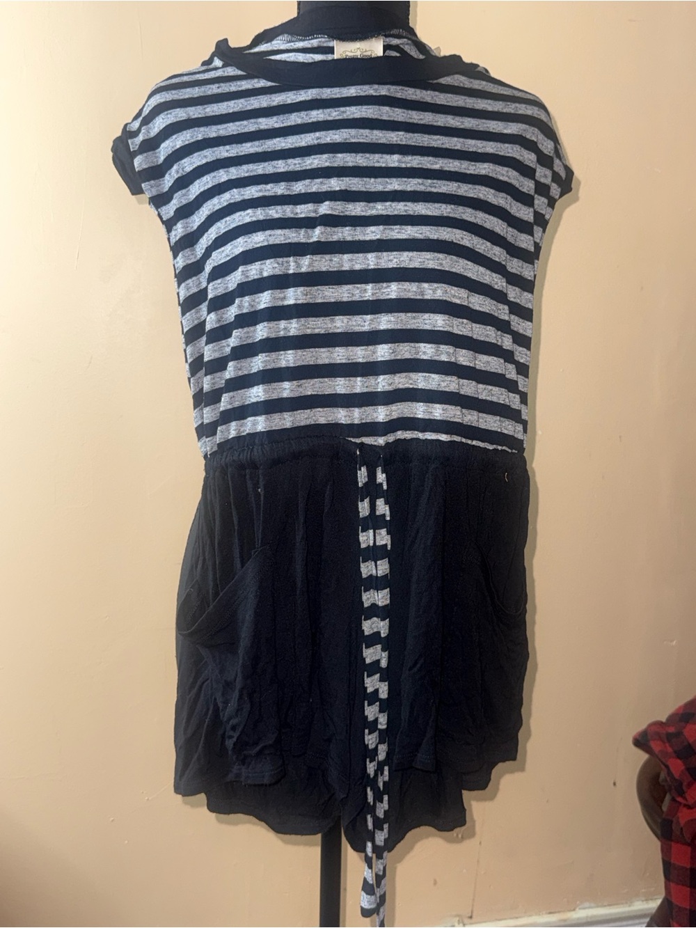 Striped Navy and White Drawstring Women’s Top